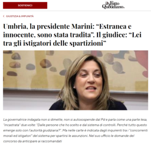 Presidente Regione Umbria, Catiuscia Marini (Pd), indagata
